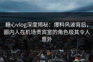 糖心vlog深度揭秘：爆料风波背后，圈内人在机场贵宾室的角色极其令人意外