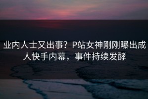 业内人士又出事？P站女神刚刚曝出成人快手内幕，事件持续发酵