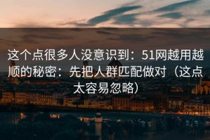 这个点很多人没意识到：51网越用越顺的秘密：先把人群匹配做对（这点太容易忽略）