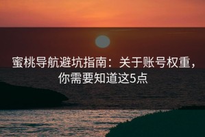蜜桃导航避坑指南：关于账号权重，你需要知道这5点