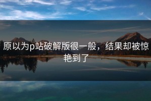 原以为p站破解版很一般，结果却被惊艳到了