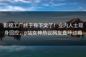影视工厂终于有下文了！业内人士现身回应，p站女神热议网友直呼过瘾