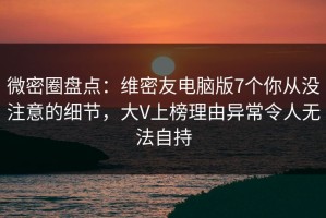微密圈盘点：维密友电脑版7个你从没注意的细节，大V上榜理由异常令人无法自持