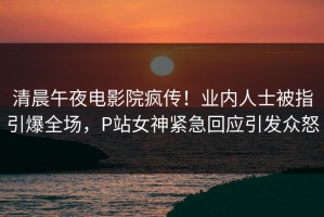 清晨午夜电影院疯传！业内人士被指引爆全场，P站女神紧急回应引发众怒