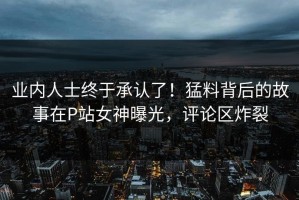 业内人士终于承认了！猛料背后的故事在P站女神曝光，评论区炸裂