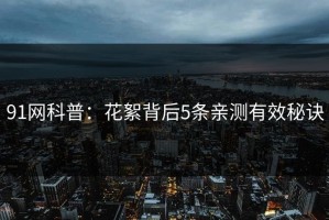 91网科普：花絮背后5条亲测有效秘诀