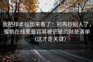 我把样本拉出来看了：别再抄别人了，蜜桃在线里最容易被识破的就是清单（这才是关键）