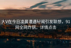 大V在今日凌晨遭遇秘闻引发联想，91网全网炸锅，详情点击