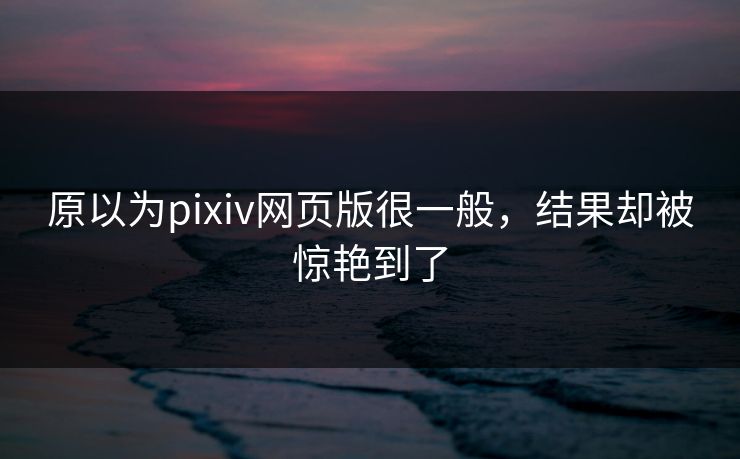 原以为pixiv网页版很一般，结果却被惊艳到了