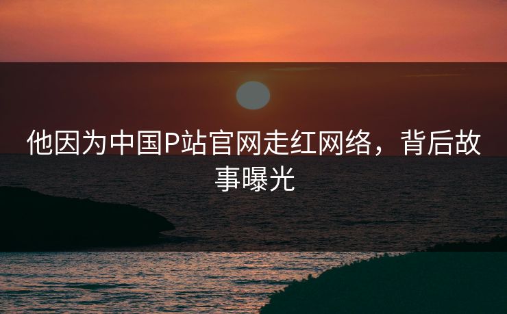 他因为中国P站官网走红网络，背后故事曝光