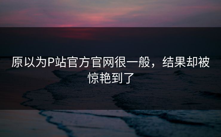 原以为P站官方官网很一般，结果却被惊艳到了