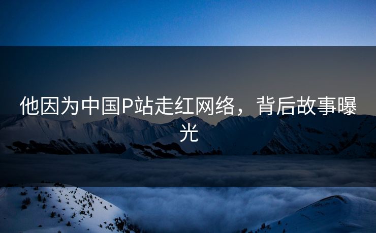 他因为中国P站走红网络，背后故事曝光