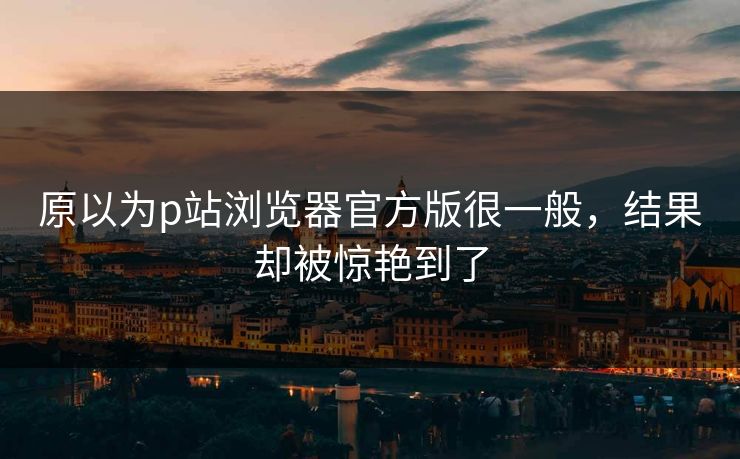 原以为p站浏览器官方版很一般，结果却被惊艳到了