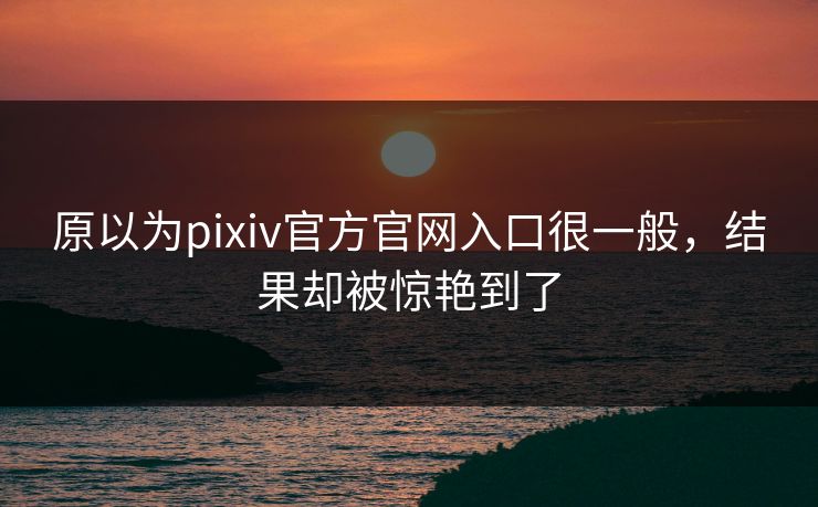 原以为pixiv官方官网入口很一般，结果却被惊艳到了