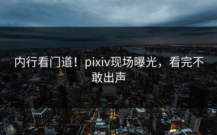 内行看门道！pixiv现场曝光，看完不敢出声