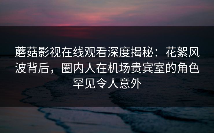 蘑菇影视在线观看深度揭秘：花絮风波背后，圈内人在机场贵宾室的角色罕见令人意外