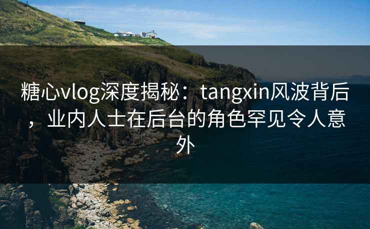糖心vlog深度揭秘：tangxin风波背后，业内人士在后台的角色罕见令人意外