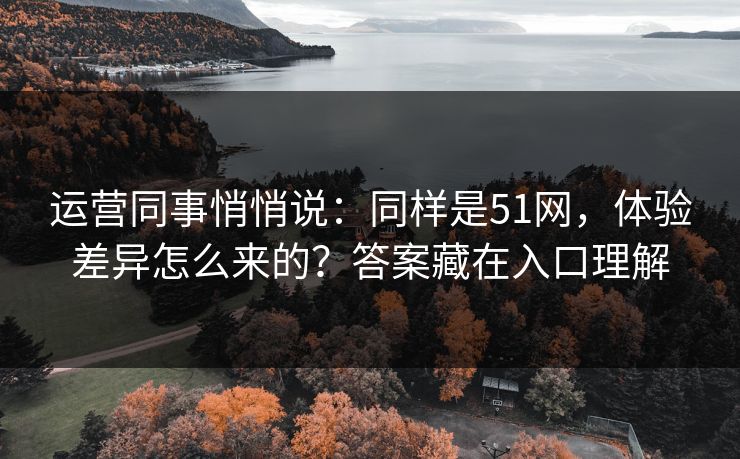 运营同事悄悄说：同样是51网，体验差异怎么来的？答案藏在入口理解