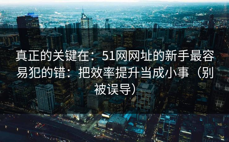 真正的关键在：51网网址的新手最容易犯的错：把效率提升当成小事（别被误导）